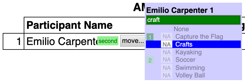 Activities screenshot